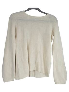 J McLaughlin Women's Small 100% Merino Wool Sweater Cream Knit Minimalist